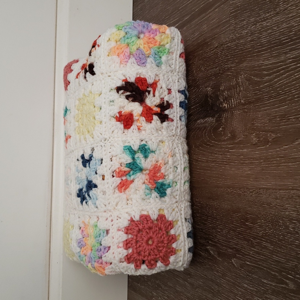 Cozy Colorful Handmade Vintage Crochet Afghan Throw Blanket 52 X 34 - Picture 2 of 10